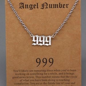 Fashionable 999 Angel number pendant necklace